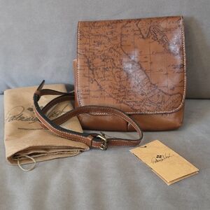 Patricia Nash. Vintage Map Design Leather Messenger Bag